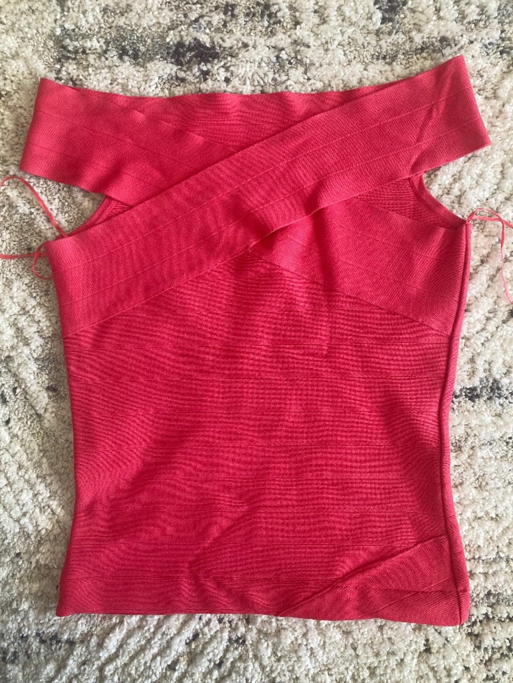 Guess hot pink red off shoulder cross front bandage stretchy top s fits xs-s